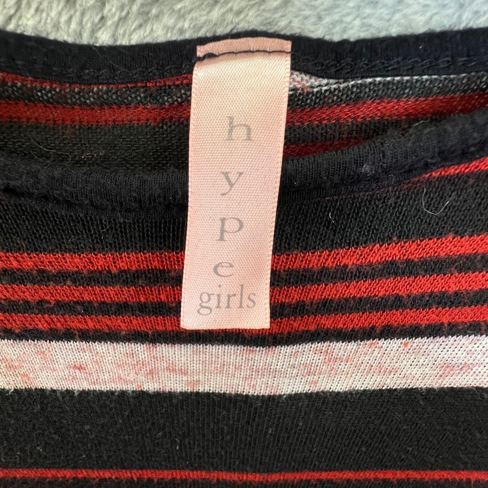 Punk Striped Dolman Sleeve Top Black Red White L‎ Goth Y2K Whimsigoth Retro Edgy